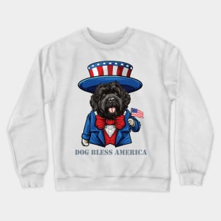 Funny 4th of July Bouvier des Flandres Dog Bless America Crewneck Sweatshirt